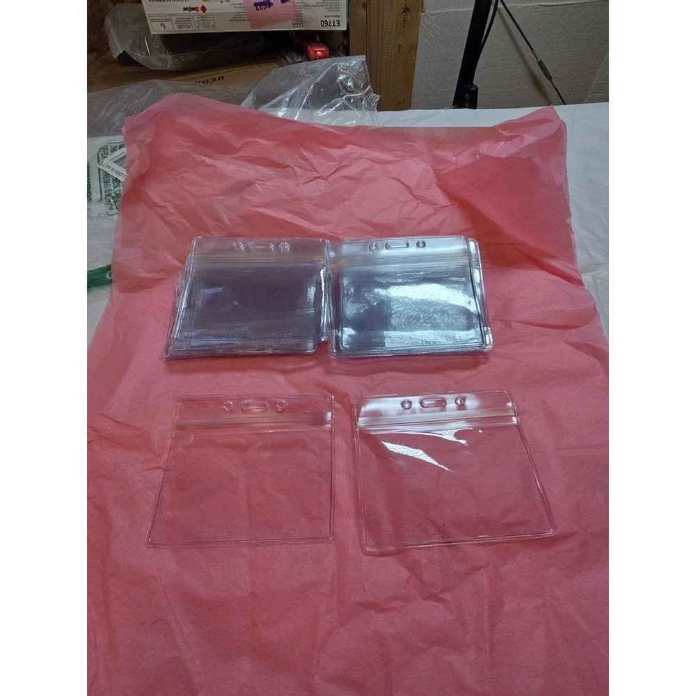 30 Clear Plastic Card Protectors / Badge Holders‎ – Horizontal ID Sleeve Lot